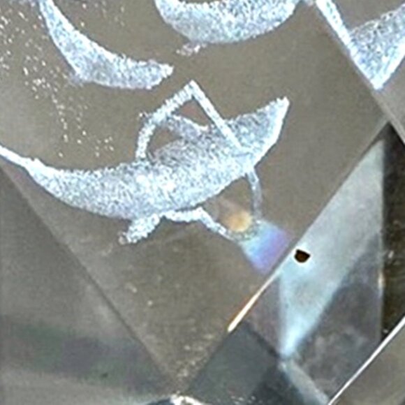 Clear Crystal Glass Paperweight Fish Swimming Through Heart Diamond Shape Angled - Picture 4 of 4